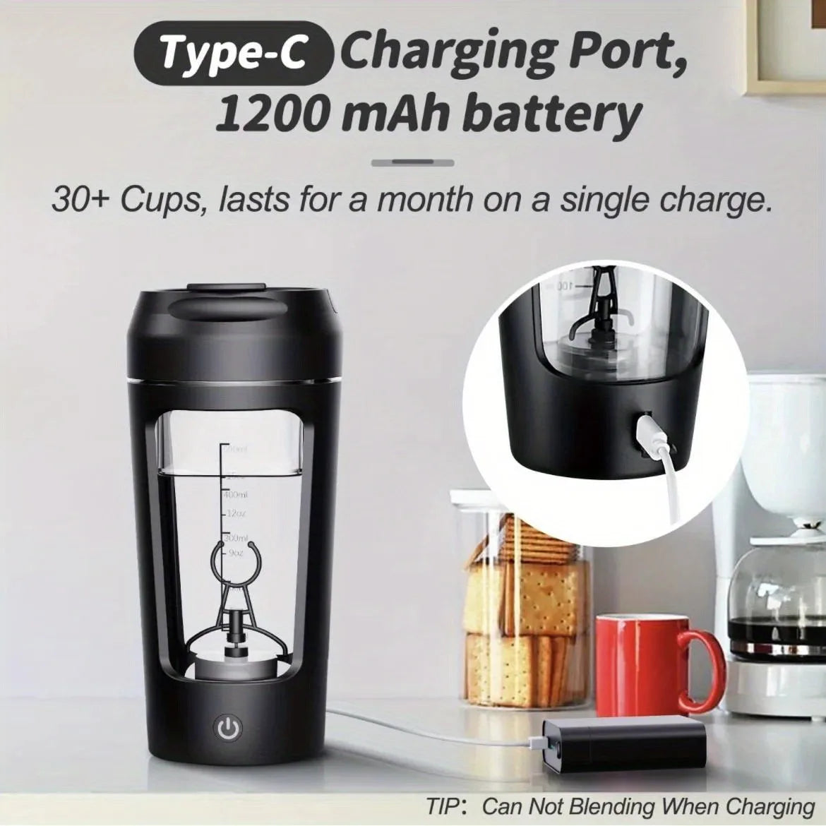 500ML Electric Shaker Bottle USB C Rechargeable Automatic Mixer Black OBA