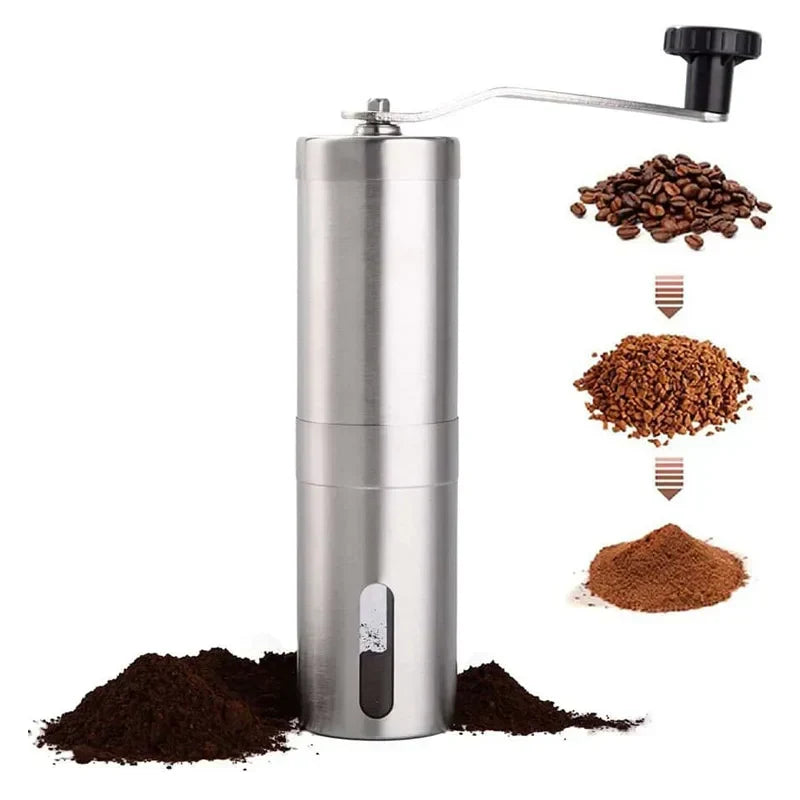 Manual Coffee Grinder Stainless Steel Hand Crank Conical Burr Grinder Silver LPO