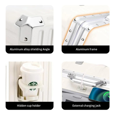 NNEOBA Hardside Trolley Luggage with USB Port White
