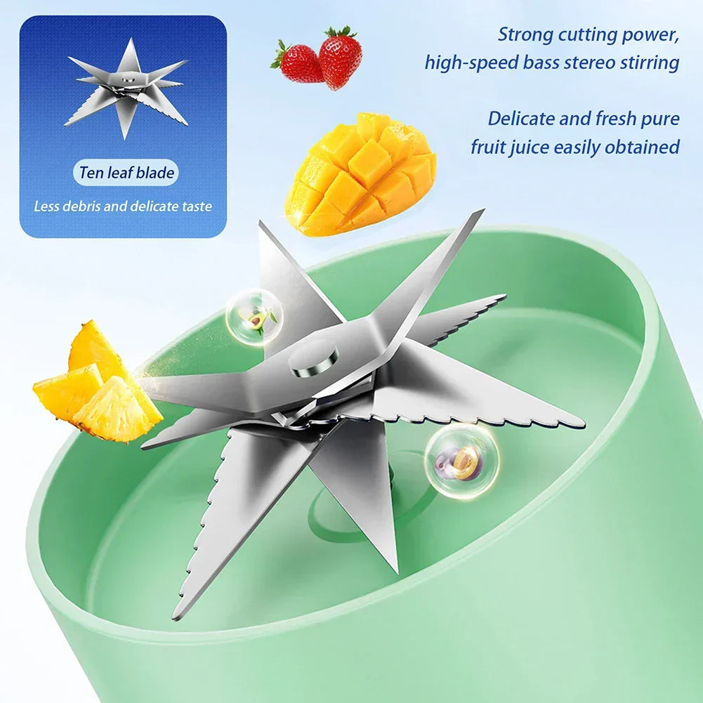 Electric Fruit Juicer Cup 1200ml Wireless Smoothie Blender Green LPO