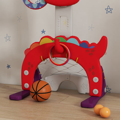 Panier de basket-ball pour enfants, hauteur réglable, 5 en 1 lancer de balles, golf, football jeu de lasso, 3-6 ans