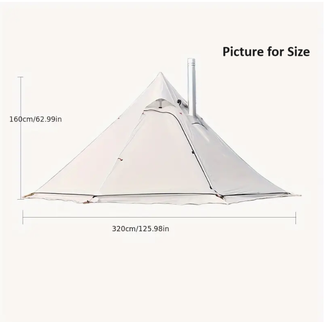 Ultra-Light 3.2m Diameter Four-Season Camping Pyramid Tent with Smoke Window CAN