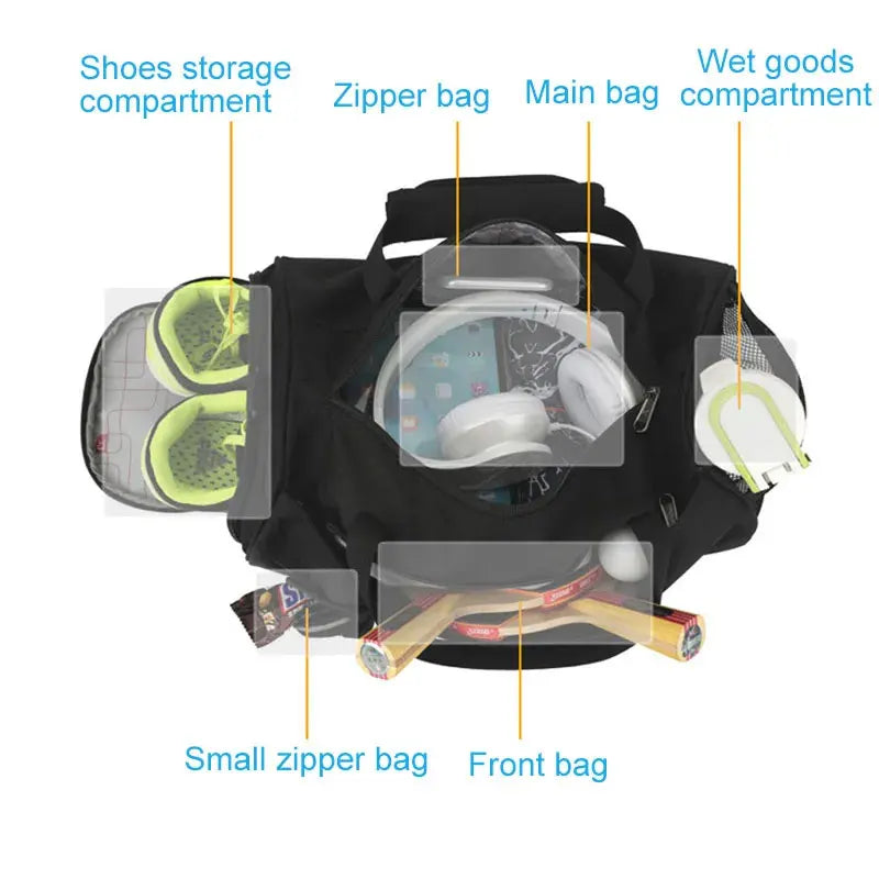 Waterproof Bag with Dry-Wet Separation Black OBA