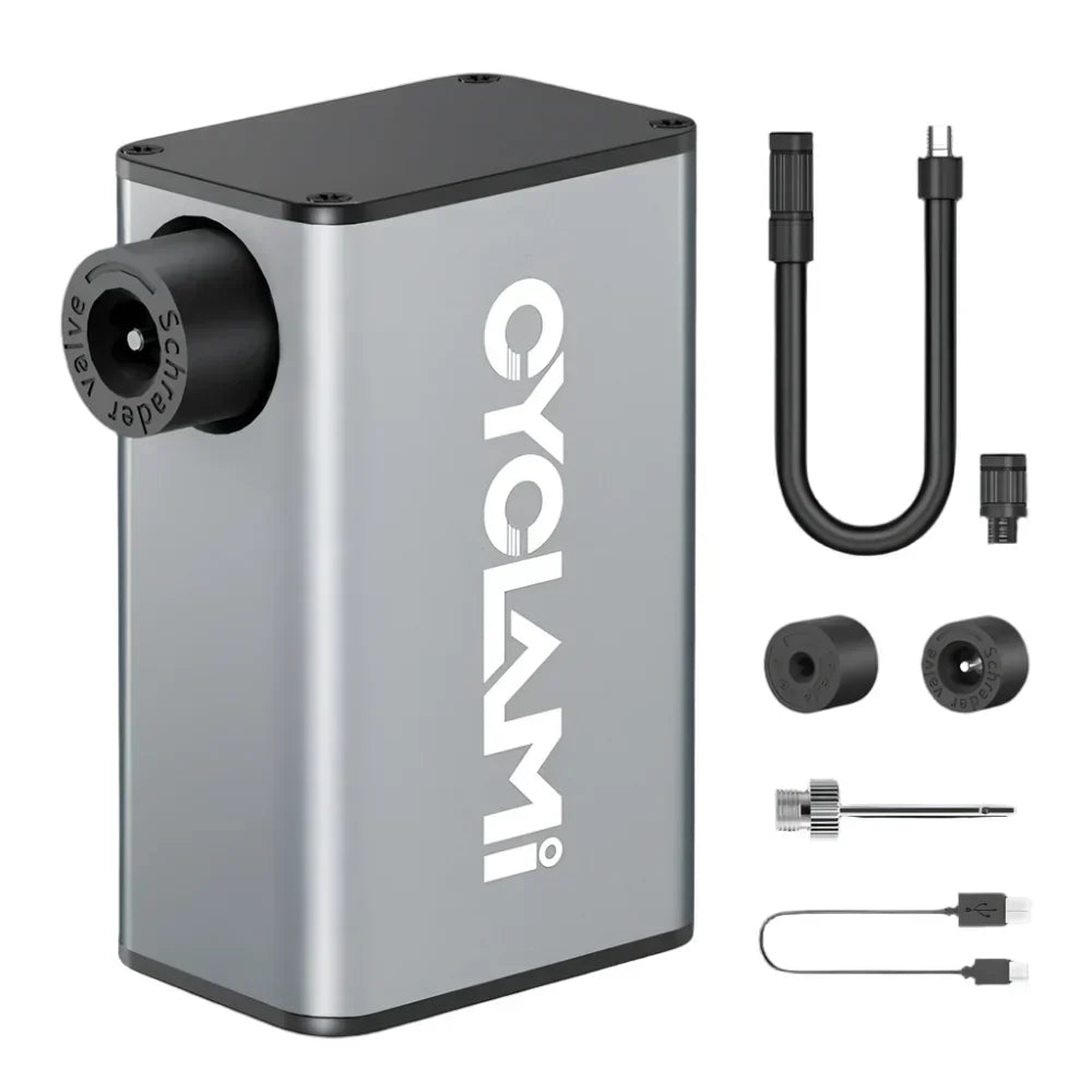 A3 Mini Electric Bicycle Air Pump Cordless Aluminum Inflator Grey LPO