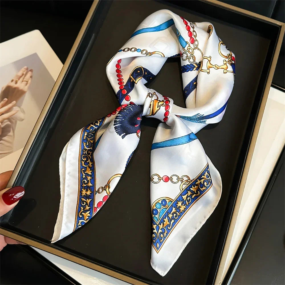 Luxury Chain Print Small Square Scarf