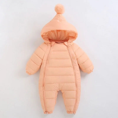 Winter onesie with thick hood for newborns