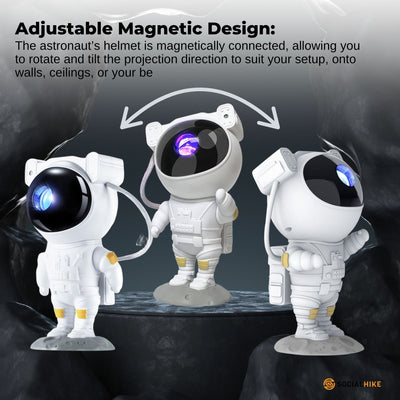 Social Hike Galaxy Star Projector - Colour LED Astronaut Night Light and Remote