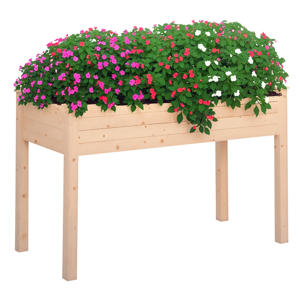 Jardinière sur Pieds Potager 122,5 x 56,5 x 76 cm Inserts d'irrigation + Feutre de Drainage Inclus Bois Massif
