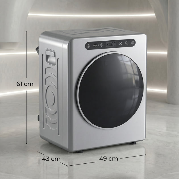 Sèche linge à évacuation, sèche-linge électrique 1000 W 3 Kg, 6 modes de séchage, minuterie, acier inoxydable, argent Aosom