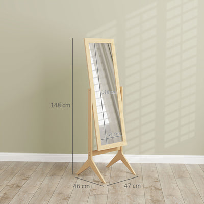 Miroir en pied grand miroir de sol inclinaison réglable pour dressing chambre 47 x 46 x 148 cm en chêne