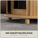 Table basse ronde table de salon en bambou avec rangement caché et porte coulissante, dim. Ø 60 x 45H cm, bois naturel Aosom