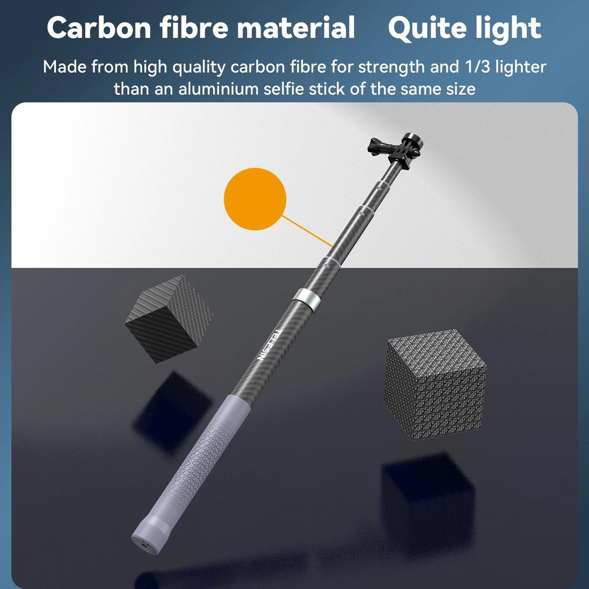 NNEIDS Carbon Fiber Selfie Stick For Action Cameras - 1 / 4 Screw