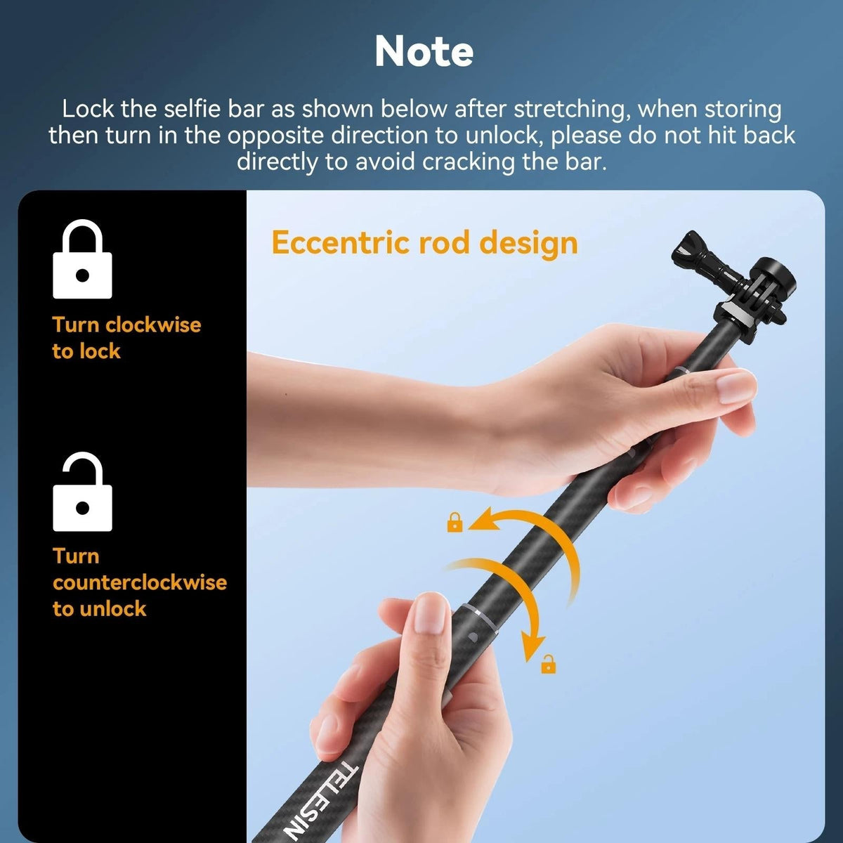 NNEIDS Carbon Fiber Selfie Stick For Action Cameras - 1 / 4 Screw
