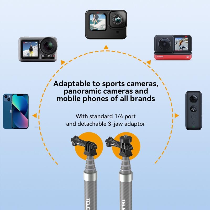 NNEIDS Carbon Fiber Selfie Stick For Action Cameras - 1 / 4 Screw