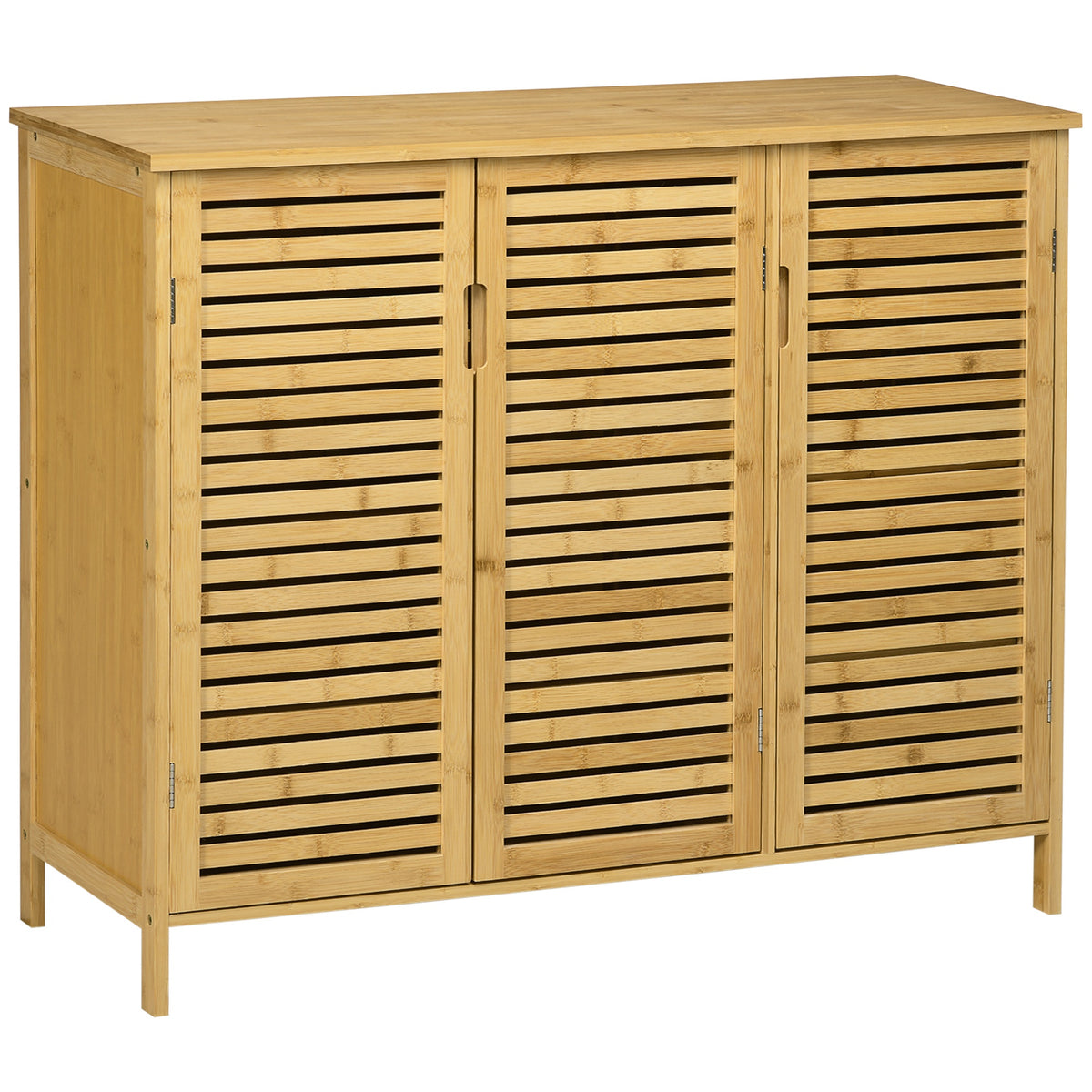 Meuble à chaussures armoire à chaussures style naturel - 2 placards avec 8 étagères - en bambou bois naturel
