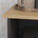 Meuble armoire micro-ondes pour cuisine avec 1 niche, 3 portes passe-câbles 80 x 35 x 97 cm noir et aspect bois Aosom