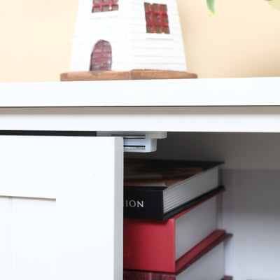 Buffet de cuisine armoire de cuisine contemporaine multi-rangements 2 placards 3 étagères 60 x 30 x 123 cm blanc