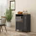 Meuble armoire micro-ondes pour cuisine avec 1 niche, 3 portes passe-câbles 80 x 35 x 97 cm noir et aspect bois Aosom