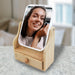 Dual-Sided Vanity Mirror with Bamboo Drawer Base Pursonic