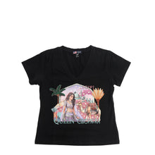 CAMISETA DE MODA CON CUELLO EN V (QUEEN CLEOPATRA NEGRO)