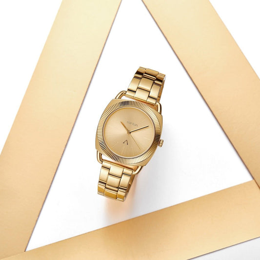 Trnda Women's Gold Stainless Steel Watch, Round Case | Trn-35.8g