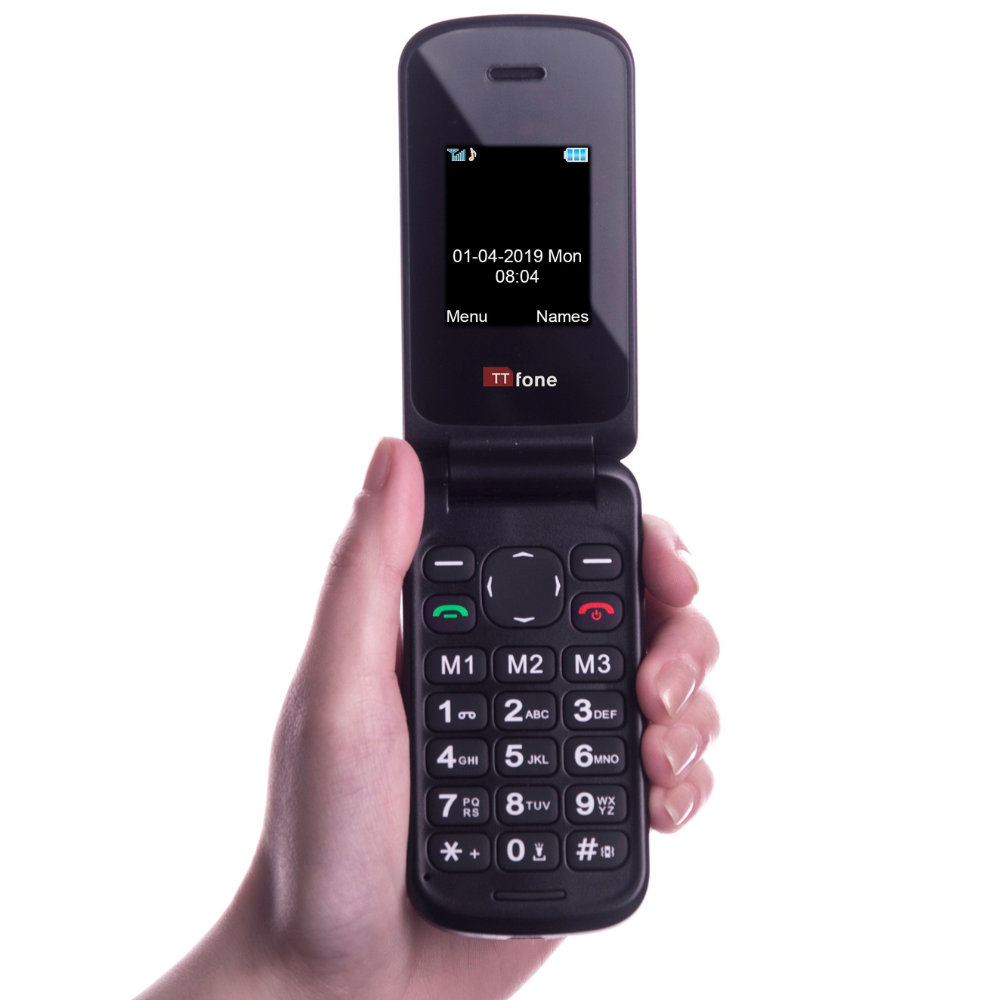 Used - TTfone TT140 Red Flip Folding Phone with USB Cable, EE Pay As You Go TTfone