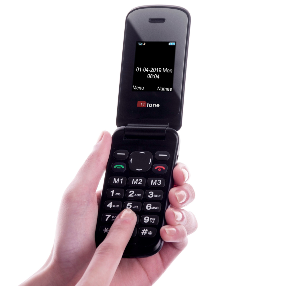 Used - TTfone TT140 Red Flip Folding Phone with USB Cable, EE Pay As You Go TTfone