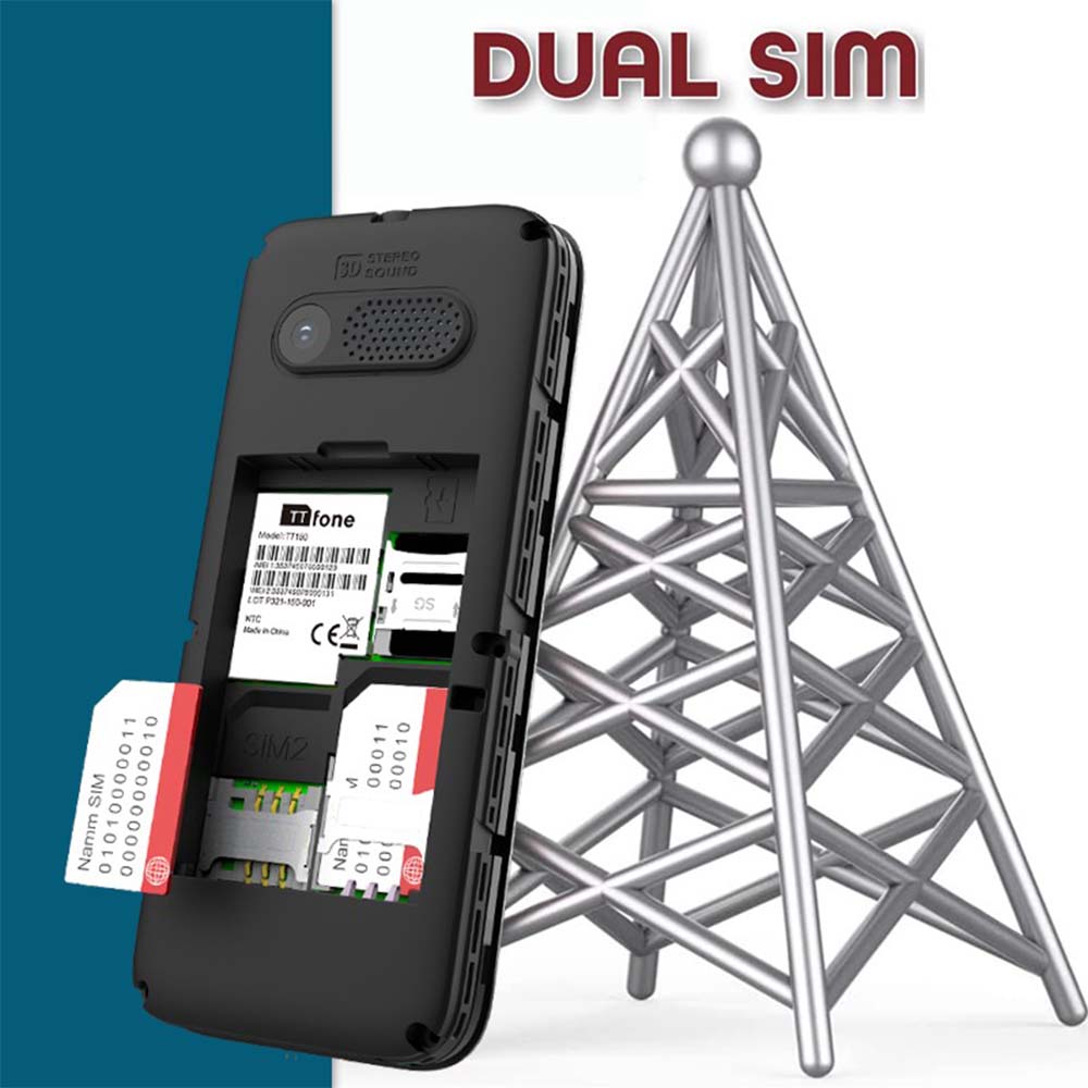 Used - TTfone TT150 Black Dual SIM Mobile with Mains Charger, Giffgaff Pay As You Go