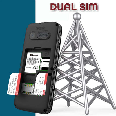 Used - TTfone TT150 Black Dual SIM Mobile with Mains Charger, Giffgaff Pay As You Go