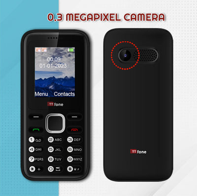 Used - TTfone TT150 Black Dual SIM Mobile with Mains Charger, Giffgaff Pay As You Go