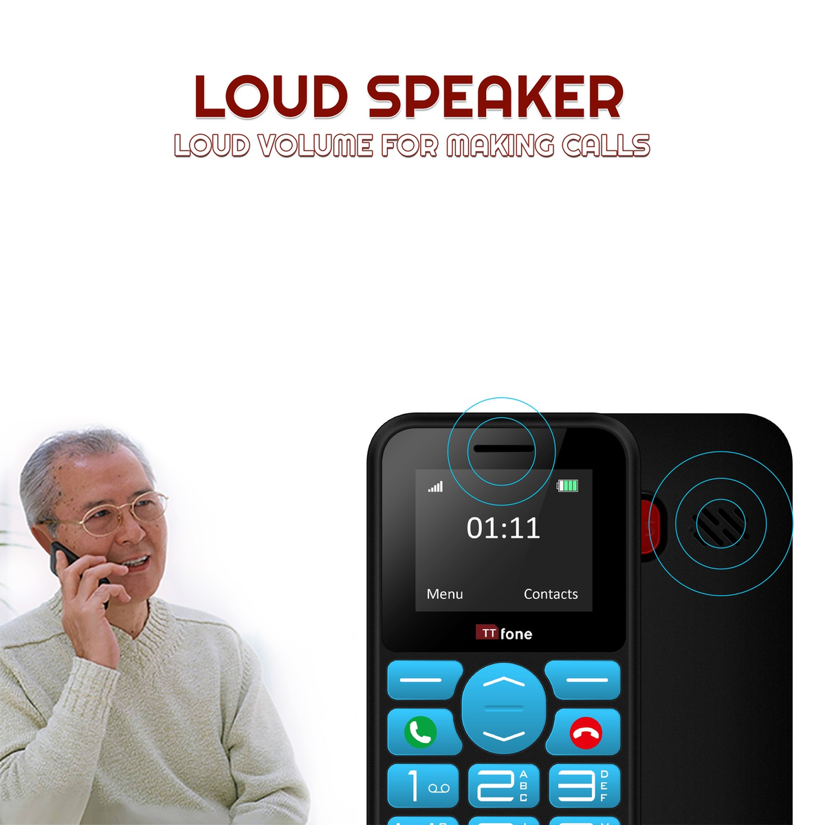 TTfone TT190 with Dock Charger Simple Mobile Phones for Seniors with Giffgaff SIM