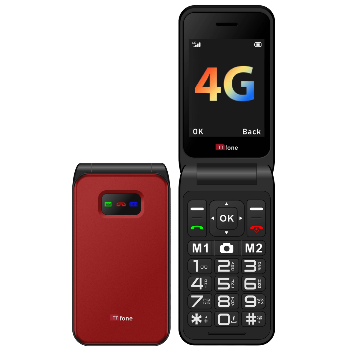 TTfone Red TT760 4G with Mains Charger, Three SIM