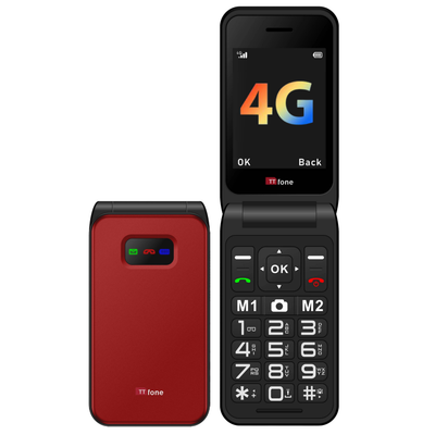 TTfone Red TT760 4G with Mains Charger, Three SIM