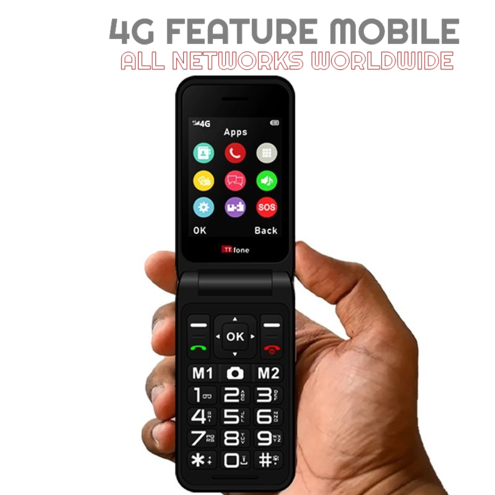 TTfone Red TT760 4G with Mains Charger, Three SIM