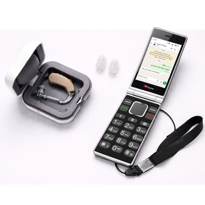 Used - TTfone TT990 4G Flip Phone with Charging Cradle & O2 Pay As You Go SIM Card