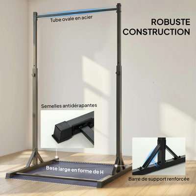 Station de musculation et barre de traction power tower 200 kg avec 8 niveaux de hauteur noir
