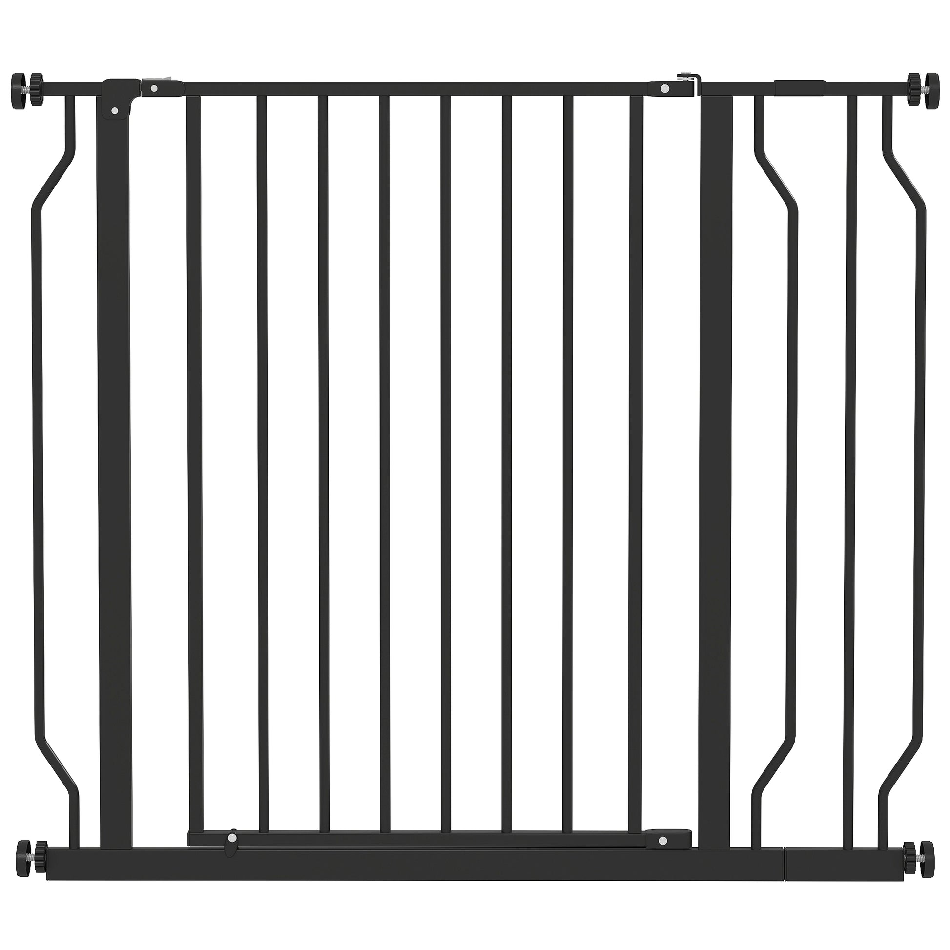 Barrière de sécurité barrière pour animal domestique longueur réglable sans perçage en acier et ABS 75-95 x 76 cm noir