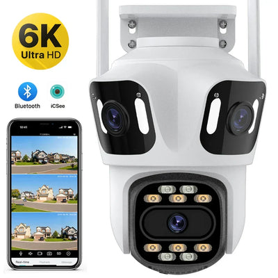 Three Lens 6K Hd Outdoor Wifi Security Camera