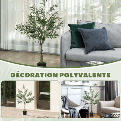 Olivier artificiel 120 cm plante artificielle intérieur, fausse plante décoration pour maison, bureau, salon, chambre