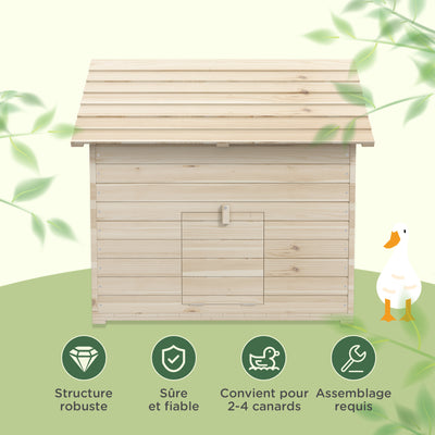 Abri pour canards maison pour canards avec toit ouvrant ventilation et porte-rampe 100 x 82,5 x 91 cm bois naturel