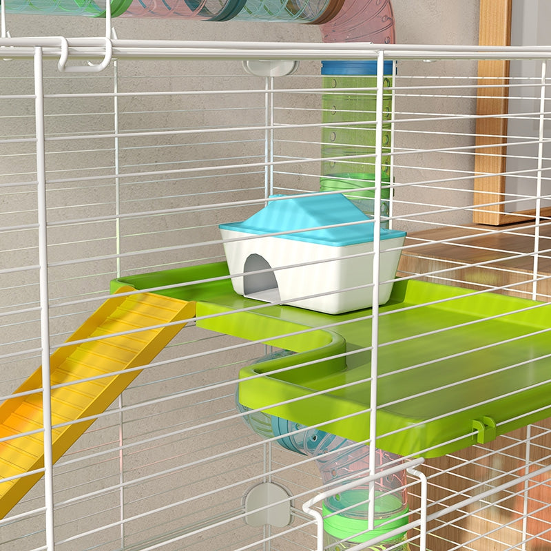 Grande cage pour hamsters cage pour rongeur 5 niveaux avec tunnels abreuvoir roue maisonnette échelles