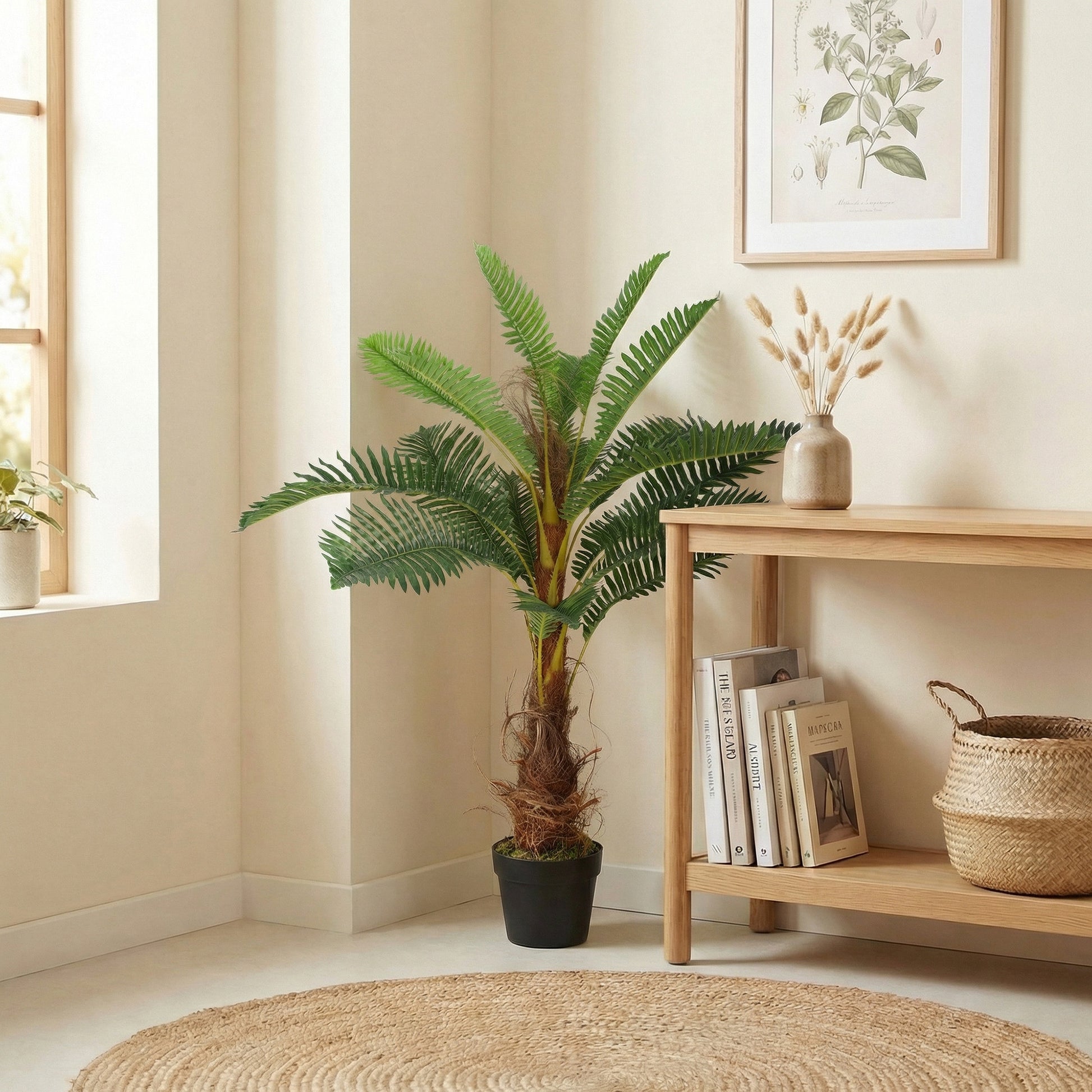 Palmier Artificiel palmier 100 cm avec 21 Feuilles en PEVA, Plante Décorative avec Pot en Plastique, Vert