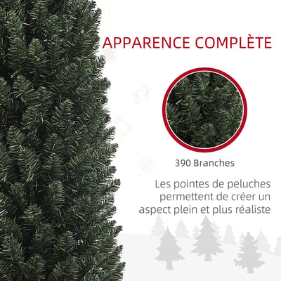 Sapin de Noël artificiel, arbre de Noël, base en acier, 390 branches épines, décoration de Noël, Ø 55 x 195H cm, vert