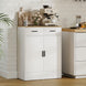 Buffet, meuble de rangement avec 2 portes, 2 tiroirs et étagère réglable, 68,6 x 35 x 90,3 cm, bois naturel et blanc Aosom