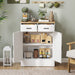 Buffet, meuble de rangement avec 2 portes, 2 tiroirs et étagère réglable, 68,6 x 35 x 90,3 cm, bois naturel et blanc Aosom