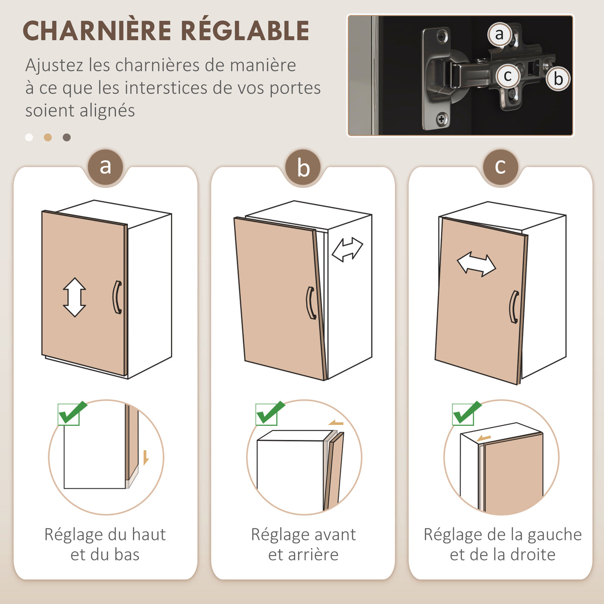 Buffet cuisine, meuble cuisine rangement haut, meuble de rangement avec plan de travail, 3 portes vitrées, 2