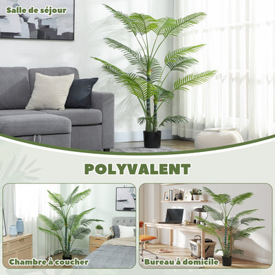 Plante artificielle intérieure 170 cm, palmier arbre artificiel avec pot en plastique et flocage, vert