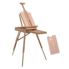 Chevalet d'Artiste sur Pieds Pliable, Mallette de Peinture, Chevalet avec Rangement, Hauteur Réglable, Bois de Hêtre Clair