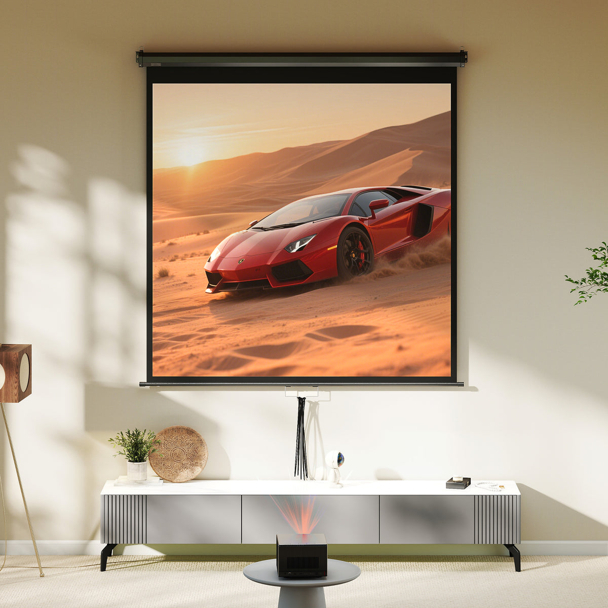Écran de projection TV et Home Cinema de 85 Pouces vidéo projecteur 1:1 4K HD, 146L x 146H cm
