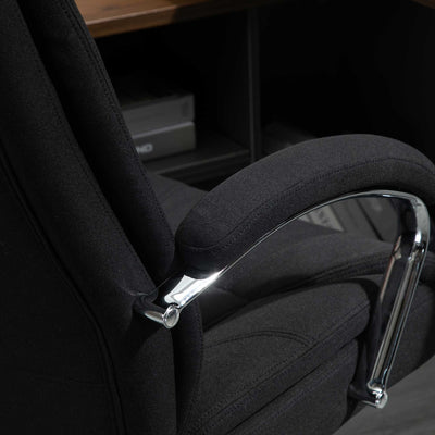 Fauteuil de bureau, chaise de bureau ergonomique, hauteur réglable, dossier haut, fonction de bascule, 65x78x118cm, noir